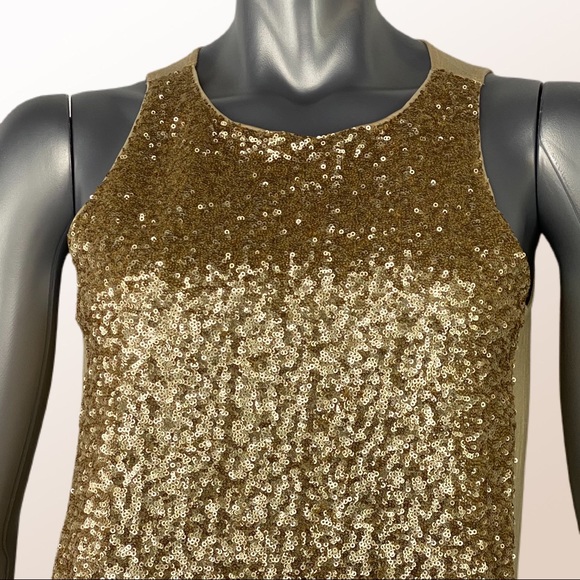 Express | Gold Sequin Medium Tank Top - Picture 2 of 9